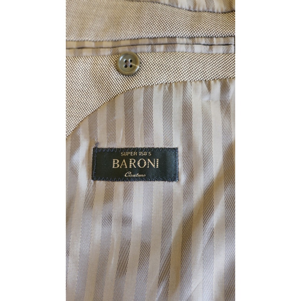 Baroni Super 150s Tan Brown Micro Pattern Suit 44S Jacket 40X26 Pants 100% Wool - Picture 11 of 16
